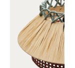 Lámpara de techo Pulmi de rafia natural, terracota y azul Ø 40 cm