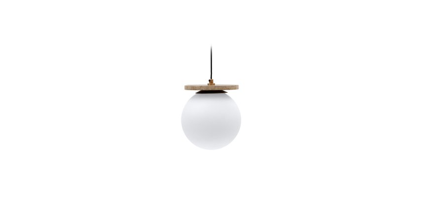Malachi ceiling lamp with glazed glass and travertine stone