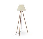 Lampadaire Benicarlo en bois d'hévéa massif finition naturelle et beige