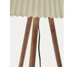 Lampadaire Benicarlo en bois d'hévéa massif finition naturelle et beige