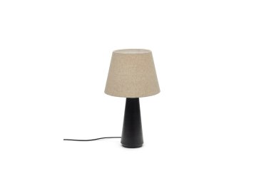 Lampe de table Torrent en métal peint noir et abat-jour en lin