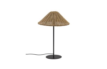 Lampe de table Urania en rotin et métal avec finition peinture noire