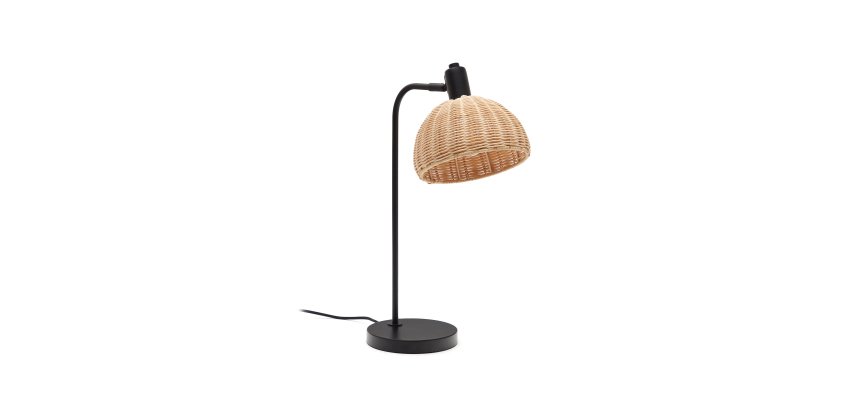 Damila table lamp in rattan and black metal
