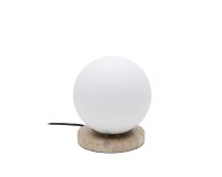Malachi table lamp with glazed glass and travertine stone