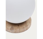 Lámpara de mesa Malachi de cristal glaseado y piedra de travertino