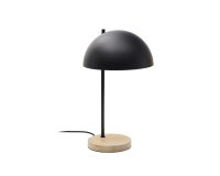 Lámpara de mesa Catlar de madera de fresno y metal con acabado pintado negro