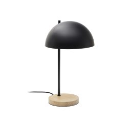 Lámpara de mesa Catlar de madera de fresno y metal con acabado pintado negro