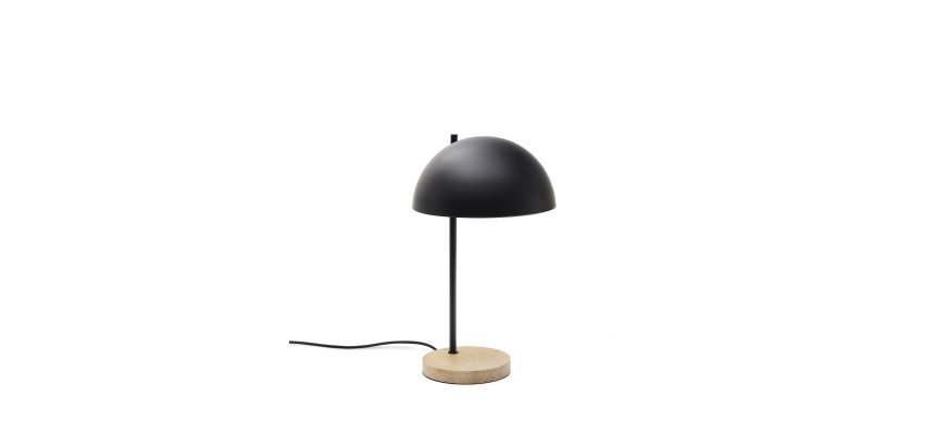 Lampe de table Catlar en bois de frêne et métal avec finition noire