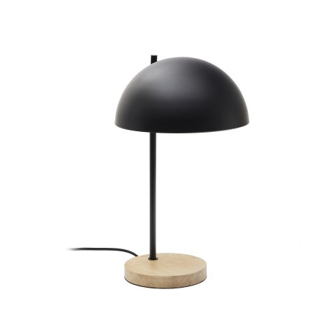 Catlar ash wood and metal table lamp in a black painted finish