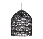 Abat-jour pour suspension Domitila en rotin avec finition peinture noire Ø 44 cm