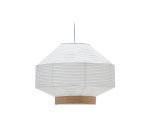 Abat-jour pour plafonnier Hila en papier blanc et placage en bois naturel Ø 55 cm