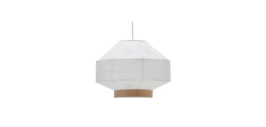 DE_Abat-jour pour plafonnier Hila en papier blanc et placage en bois naturel Ø 55 cm