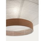 Abat-jour pour plafonnier Hila en papier blanc et placage en bois naturel Ø 55 cm