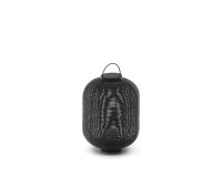 Lampe de table baladeuse petit format Saranella en rotin synthétique noir