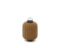 Lampe de table baladeuse petit format Saranella en rotin synthétique marron