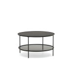 Table basse Gilda en verre trempé et métal avec finition peinture noir mat Ø 80 cm