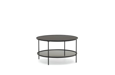 Mesa de centro Gilda de cristal templado y metal con acabado pintado negro mate Ø 80 cm