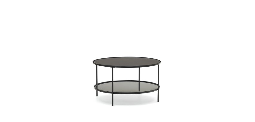 Gilda tempered glass and metal coffee table with a matte black finish, Ø 80 cm