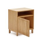 Table de chevet Beyla en bois massif de frêne et placage de chêne 53 x 62 cm