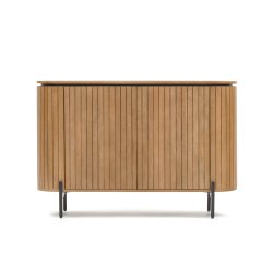 Aparador Licia 2 puertas de madera maciza de mango y metal pintado negro 120 x 80 cm