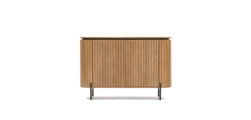 Buffet Licia 2 portes en bois massif de manguier et métal peint en noir 120 x 80 cm
