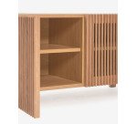 Meuble à chaussures Beyla 2 portes en chêne massif et placage de chêne 98,5 cm