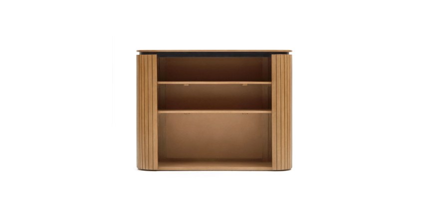 Étagères Licia en bois massif de manguier et métal peint en noir 120 x 90 cm