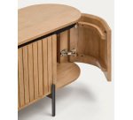 Meuble TV Licia 4 portes en bois de manguier massif et métal peint en noir 200 x 55 cm