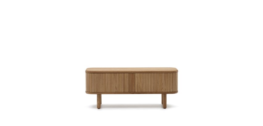 Mailen 2 door TV stand in ash veneer with a natural finish 120 x 50 cm