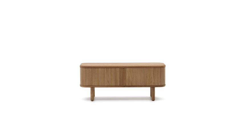 Mueble TV Mailen 2 puertas en chapa de fresno con acabado natural 120 x 50 cm