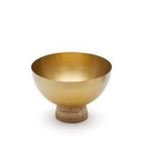 Suli large bowl made of gold-finished stainless steel and rattan