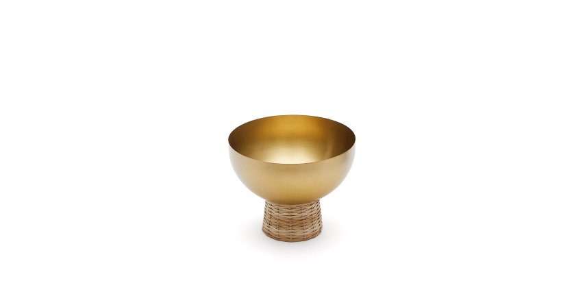 Suli small bowl made of gold-finished stainless steel and rattan