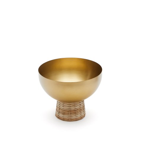 Suli small bowl made of gold-finished stainless steel and rattan