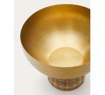 Suli small bowl made of gold-finished stainless steel and rattan