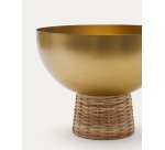 Suli small bowl made of gold-finished stainless steel and rattan