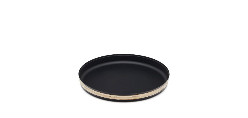 Plateau Shai en acier inoxydable et rotin