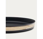 Plateau Shai en acier inoxydable et rotin