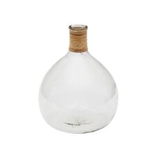 Vase Serlina en rotin et verre recyclé transparent 37 cm