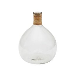 Vaas Serlina van rotan en gerecycled transparant glas 37 cm