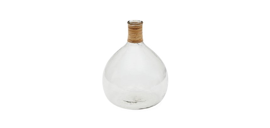 Serlina vase made of rattan and transparent recycled glass 37 cm