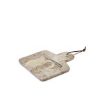 Set de tabla de cortar grande y cuchillo Suka de mármol beige