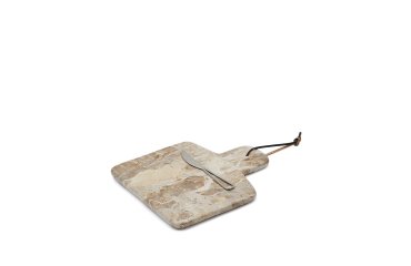 Ensemble de grande planche à découper et couteau Suka en marbre beige