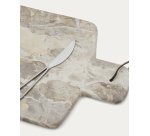 Set de tabla de cortar grande y cuchillo Suka de mármol beige