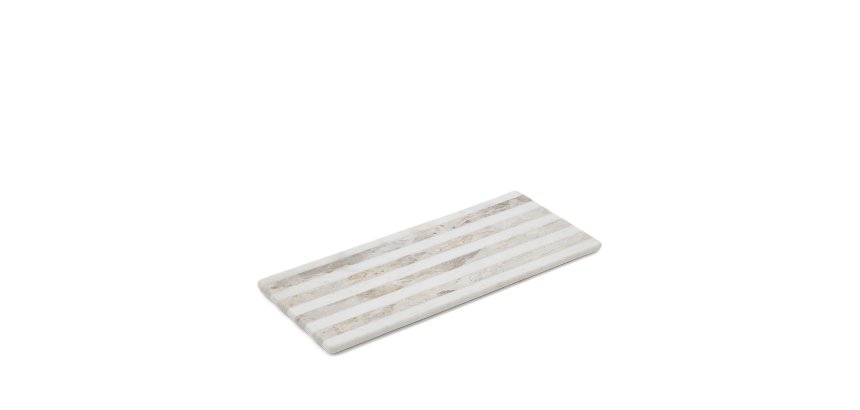 Tabla de servir grande Sylara de mármol gris y blanco