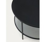 Table basse Gilda en verre trempé et métal avec finition peinture noir mat Ø 80 cm