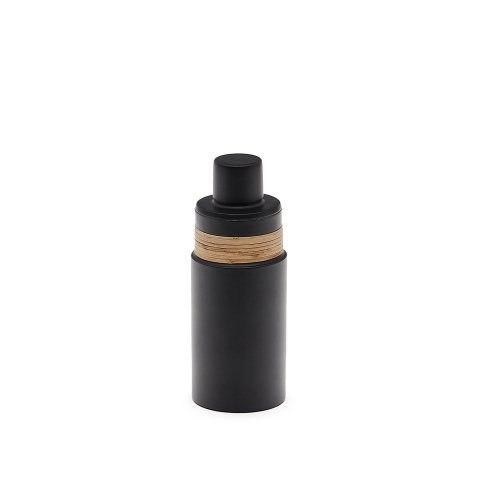 Shai cocktail shaker in black stainless steel and rattan