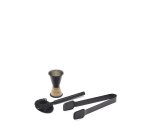 Set Shai d'ustensiles de cocktail en acier inoxydable noir et rotin
