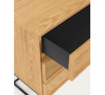 Cómoda Taiana con 3 cajones chapa de roble y estructura de acero acabado negro 100 x 78 cm