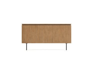 Cabecero Licia de madera maciza de mango y metal acabado pintado negro para cama de 180 cm