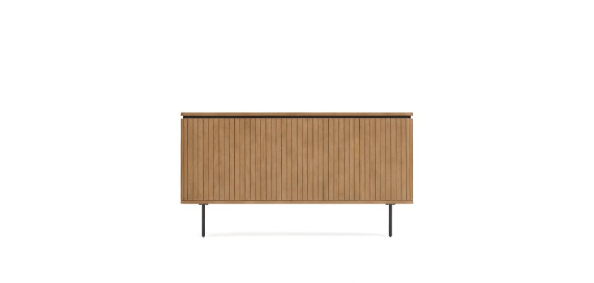 Cabecero Licia de madera maciza de mango y metal acabado pintado negro para cama de 180 cm